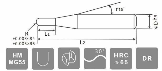 48~65の熱処理材料のための固体炭化物の球の鼻のフライス